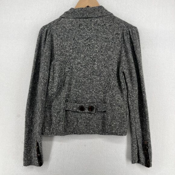 LAUREATE LANE Sweater Womens M Wool Blend Marled Notch Button Front Blazer Gray - Picture 2 of 16